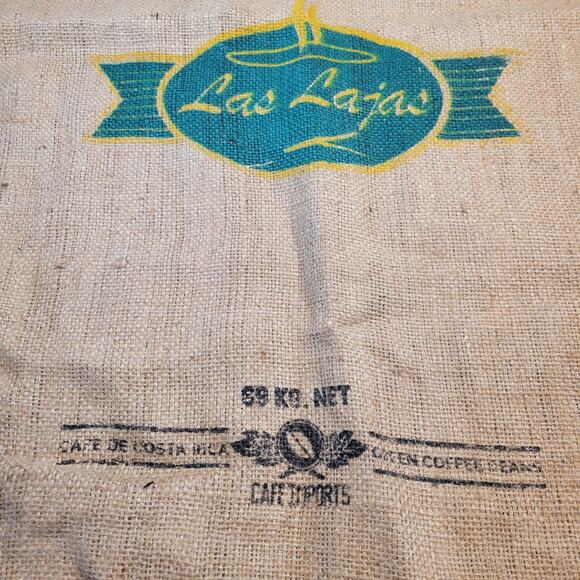 Las Lajas Burlap Coffee Sack 41"x29" Costa Rica Oxcart Decor Bag Full Size - Picture 3 of 9
